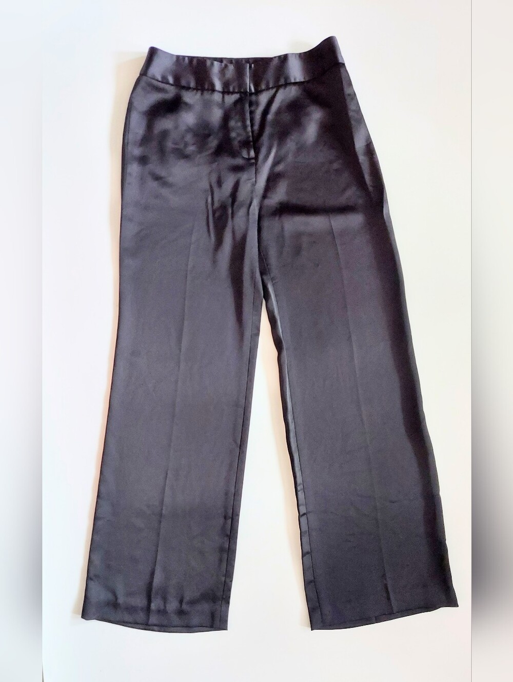 Ann Taylor Mid Rise Straight Leg Black Satin Dress Pants Size 4
